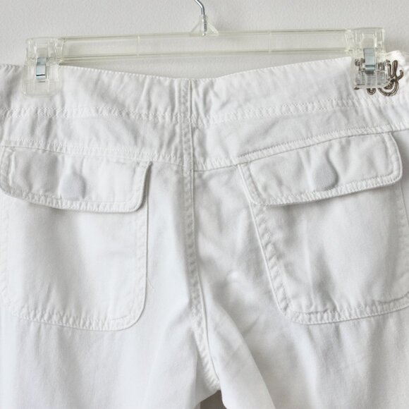 Roxy Vintage 2000's 100% Cotton White Casual Summer Drawstring Wide-Leg Pants 0 - Picture 5 of 9